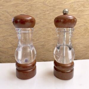 Vintage Olde Thompson USA Wood and Acrylic Salt and Pepper Grinders